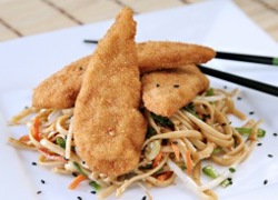 Chicken Tenders with an Asian Noodle Salad